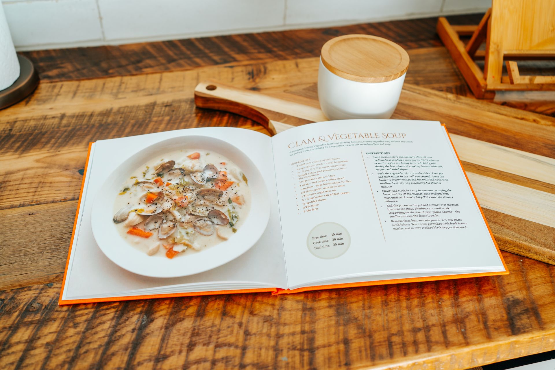 DIY Cookbook on kitchen counter