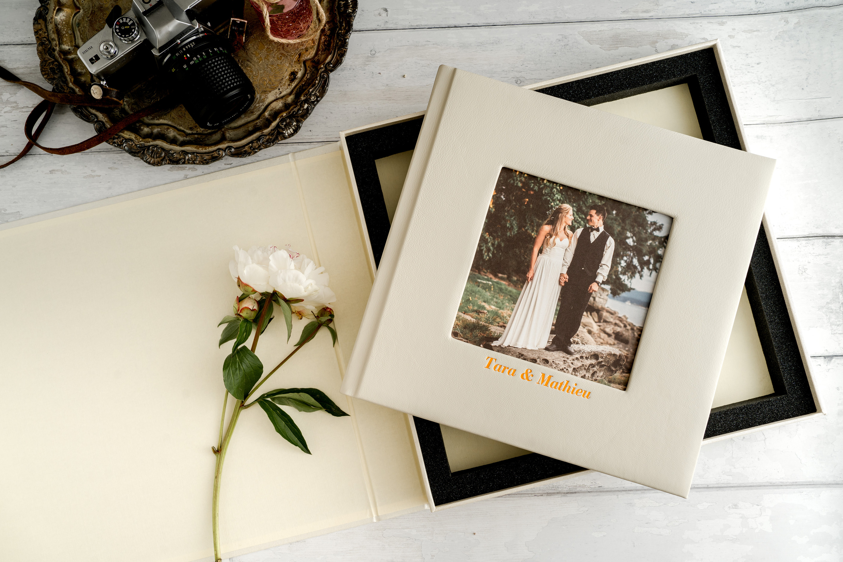 Professional photographer wedding album in box