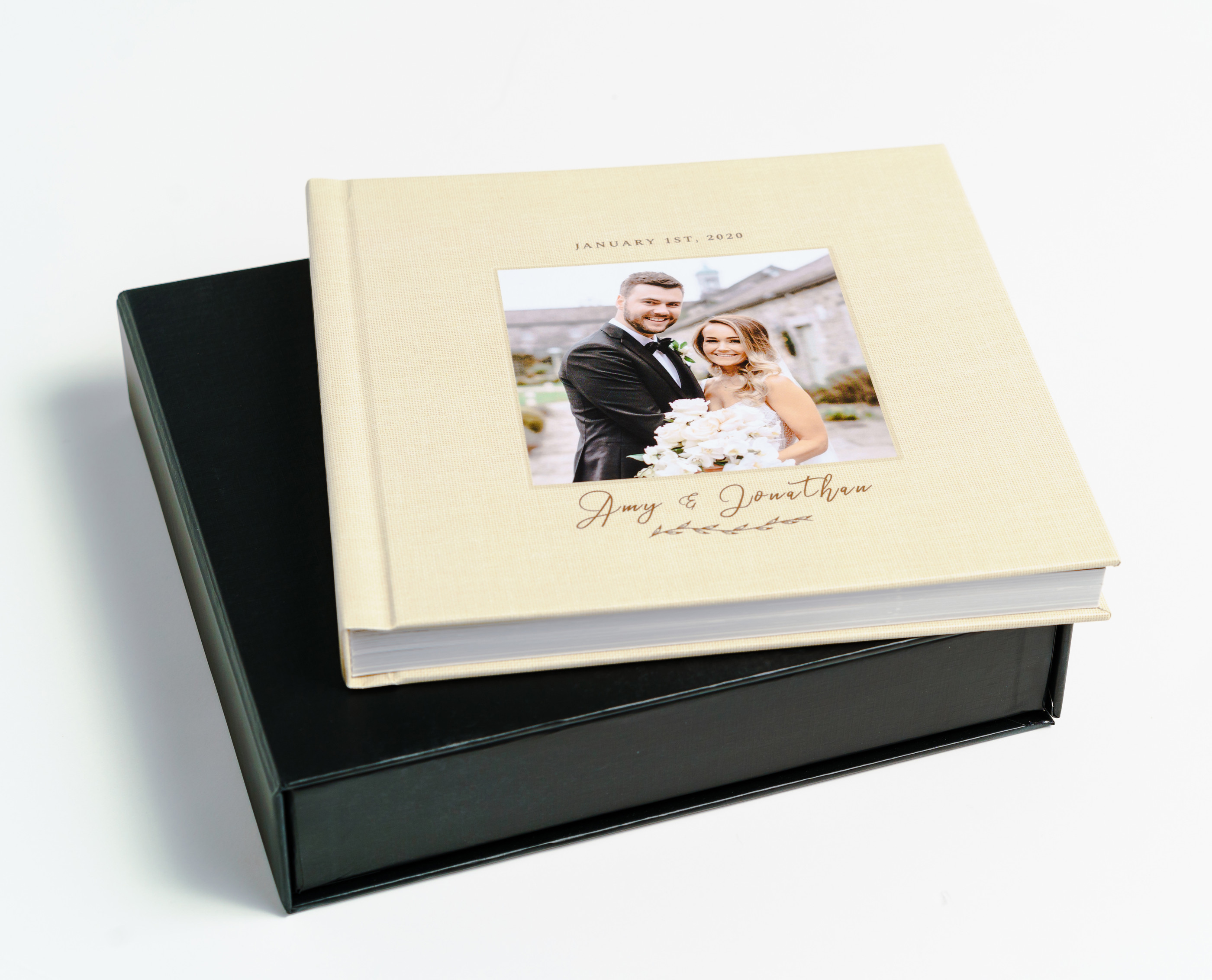 Personalised Baby Photo Album In Gift Box - Holds 50 Photos (A4, Fabric Cover)