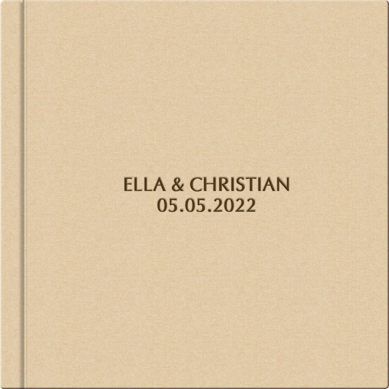 Wedding album cover with embossed title