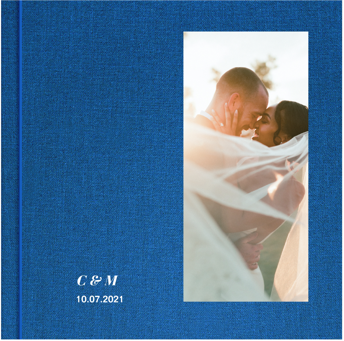 Wedding album cover with vertical cameo window
