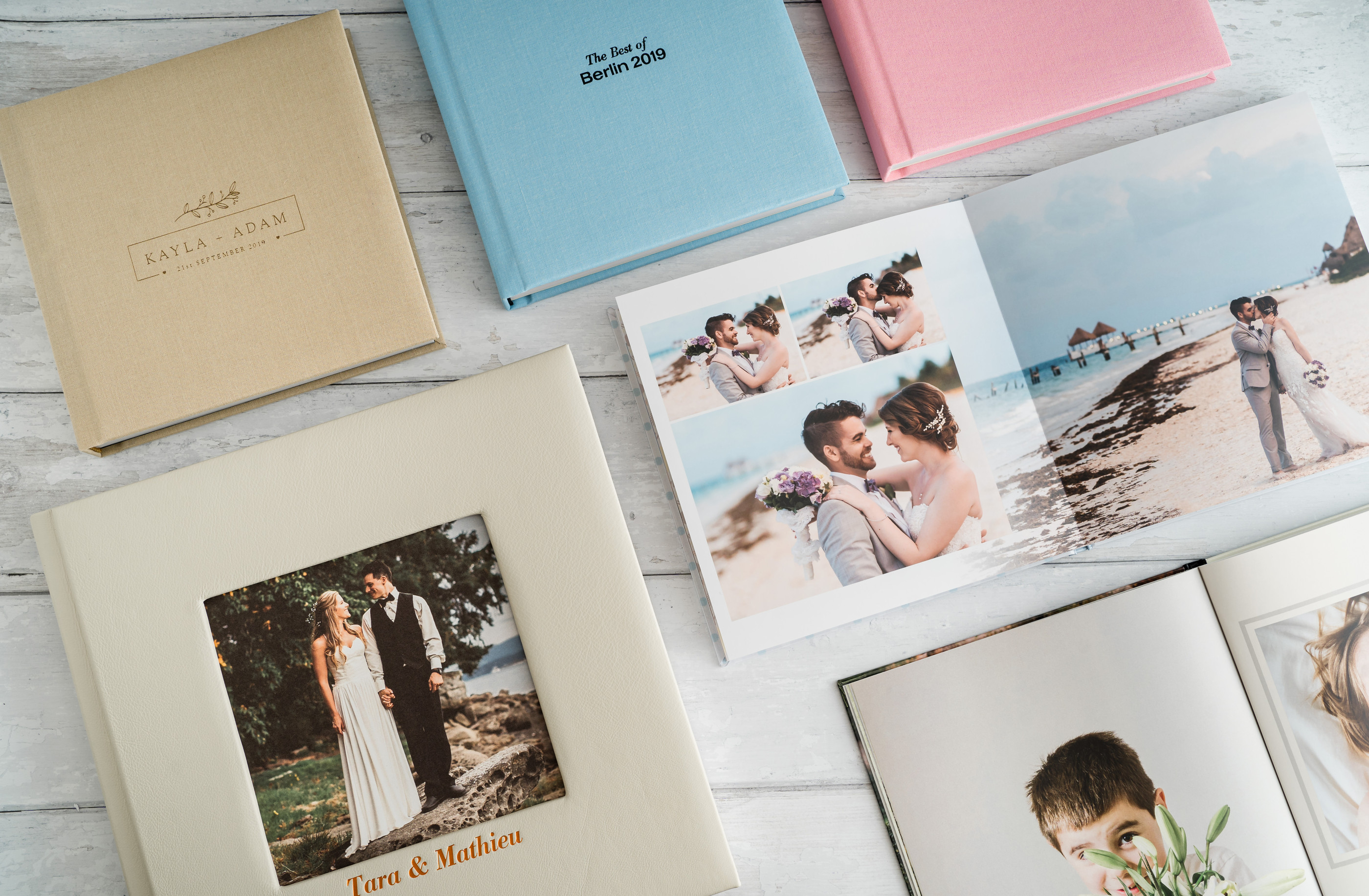 Example of different wedding album design styles