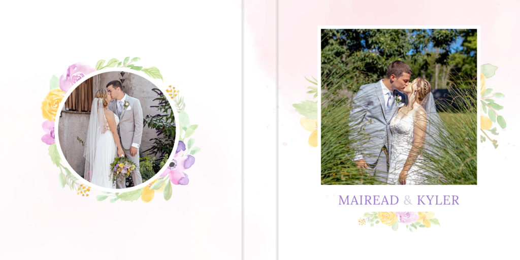 Wedding Album Photo Cover with Floral Elements