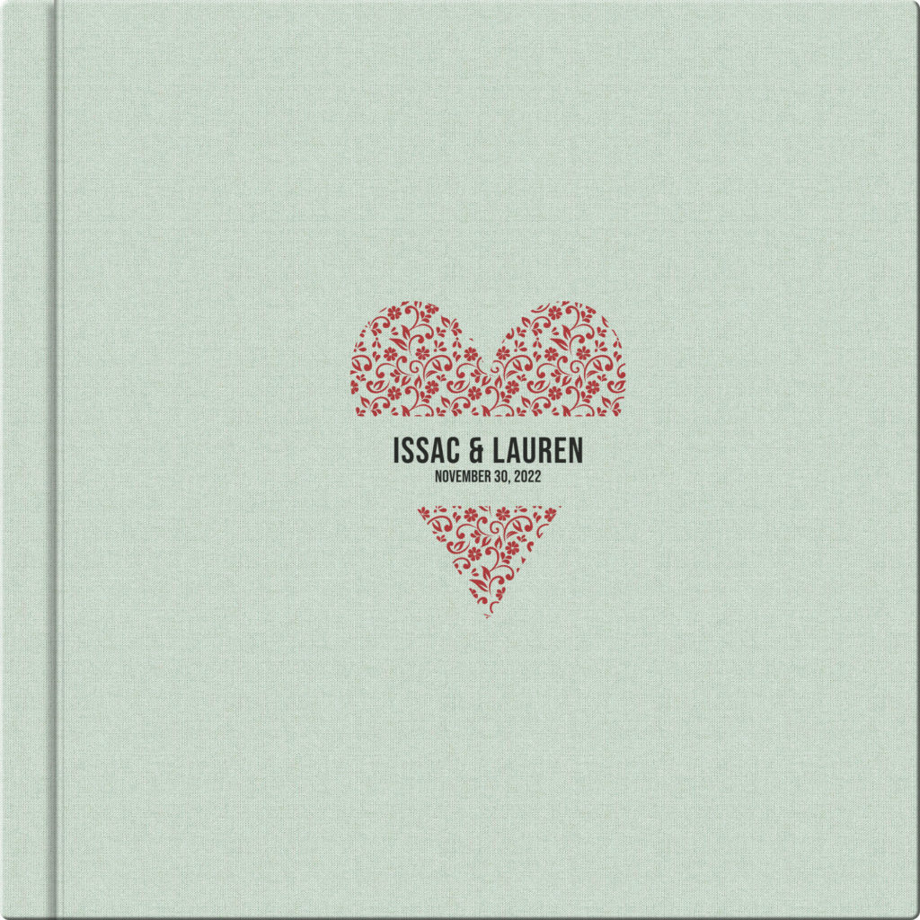 Wedding Album Cover in Sea Green Linen with UV Printing